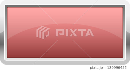 A shiny, red colored rectangle with a light gray border, casting a soft reflection in the center. 129996425