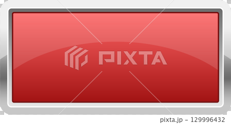 A glossy red rectangle with a silver border, similar to a button or panel on a device. 129996432