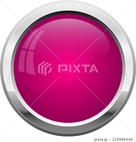 Vibrant pink button with shiny silver border...のイラスト素材 [129996440] - PIXTA