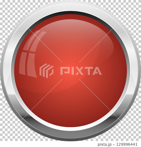 A captivating red button with a shiny, metallic silver border, perfect for interface designs. A captivating red button with a shiny, metallic silver border, perfect for interface designs. 129996441
