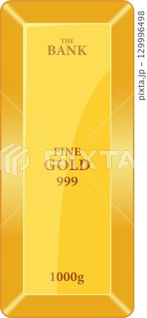 A gleaming gold bullion ingot, a symbol of wealth and security, meticulously crafted from fine materials. 129996498