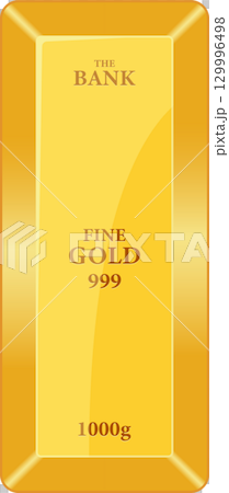 A gleaming gold bullion ingot, a symbol of wealth and security, meticulously crafted from fine materials. 129996498