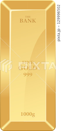 Lustrous gold bullion bar representing wealth and investment with a smooth, shiny surface. 129996502