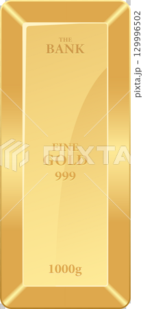 Lustrous gold bullion bar representing wealth and investment with a smooth, shiny surface. 129996502