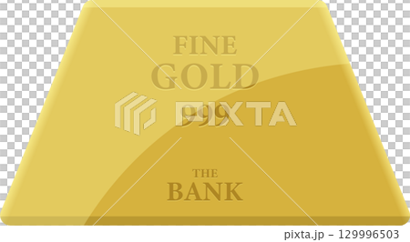 A gleaming gold bar, symbolizing wealth and investment, sits prominently in the frame. 129996503