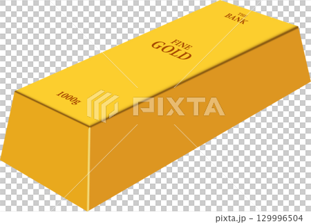 A shiny 1000-gram gold bar with lettering, representing wealth, investment, and financial security. 129996504