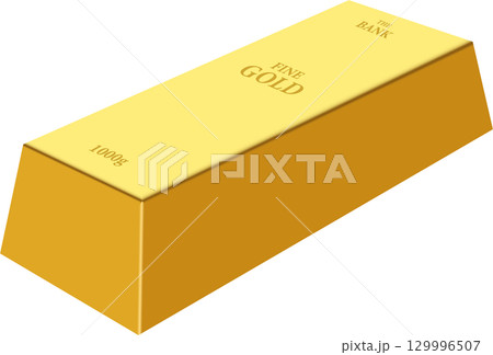 Shiny gold bar ingot, a valuable commodity in finances, and often found in bank vaults. 129996507