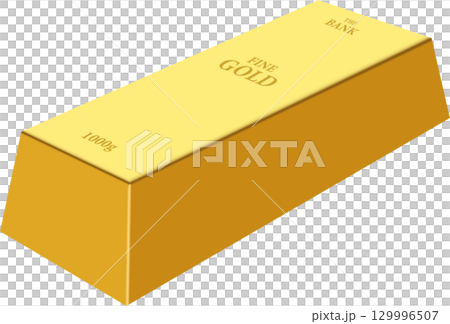 Shiny gold bar ingot, a valuable commodity in finances, and often found in bank vaults. 129996507