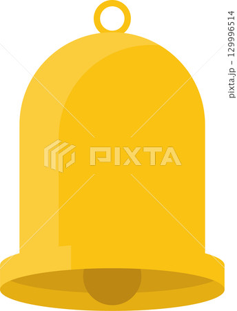 Golden bell illustration: clear graphic with rounded edges and bright yellow color on black background. 129996514