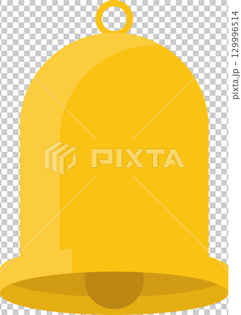 Golden bell illustration: clear graphic with rounded edges and bright yellow color on black background. 129996514