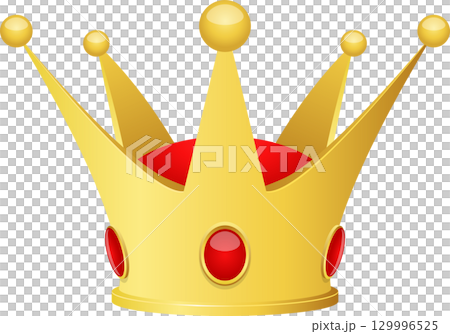 A regal golden crown with red jewels, fit for royalty. Symbol of power, status, and honor. 129996525
