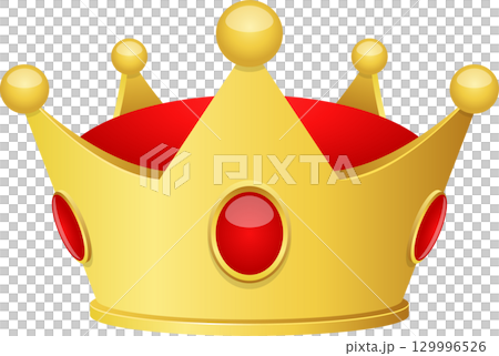 A majestic golden crown adorned with red jewels, symbolizing royalty, power, and regal elegance. 129996526