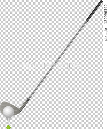 A golf club poised to strike a golf ball resting on a tee, ready for a powerful swing. A golf club poised to strike a golf ball resting on a tee, ready for a powerful swing. 129996549