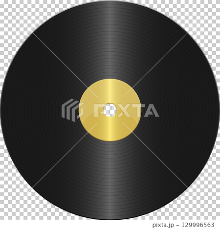 Vintage vinyl record with golden center. A classic medium for playing music with nostalgia. 129996563
