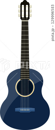A blue classical guitar with nylon strings, perfect for learning and creating beautiful melodies. A blue classical guitar with nylon strings, perfect for learning and creating beautiful melodies. 129996583