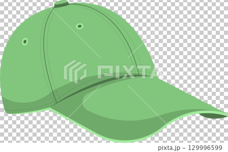 A light green cap with a curved brim and subtle stitching details, set against a black background. 129996599