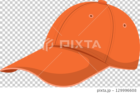 Bright orange baseball cap with a curved brim, perfect for sun protection and casual style. Bright orange baseball cap with a curved brim, perfect for sun protection and casual style. 129996608