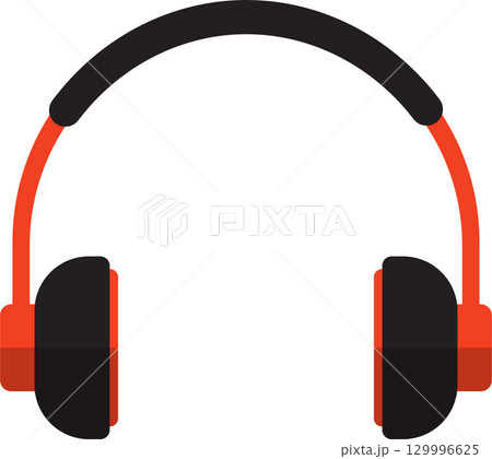 Red and black headphones provide personal audio experience, noise isolation, and entertainment. 129996625