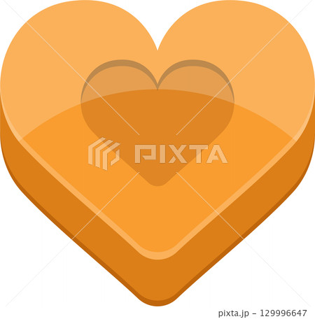 Golden heart with layered design symbolizes love, affection, and emotional depth with gentle shine. 129996647