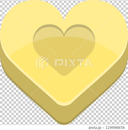 A golden heart-shaped design with an interior smaller heart shape set against a black background. 129996656