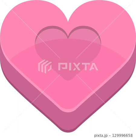 Pink heart with a smaller, recessed heart shape inside, symbolizing love, affection and emotion. 129996658