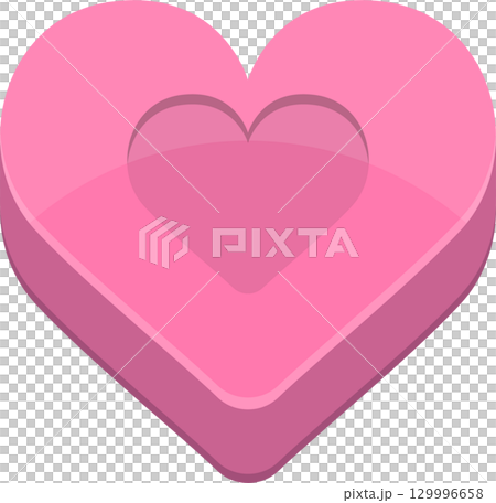 Pink heart with a smaller, recessed heart shape inside, symbolizing love, affection and emotion. 129996658