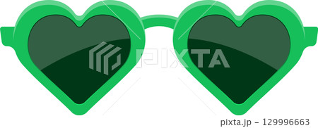Green heart-shaped sunglasses offer a playful and stylish look for sunny days and outdoor adventures. 129996663