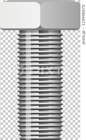 An illustration of a shiny silver bolt, a crucial fastener for mechanical assembly and repairs. 129996670