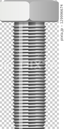 Metal bolt with machine threads, perfect for construction or industrial applications. Silver bolt. 129996674