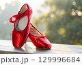 red ballerina pointe shoes 129996684