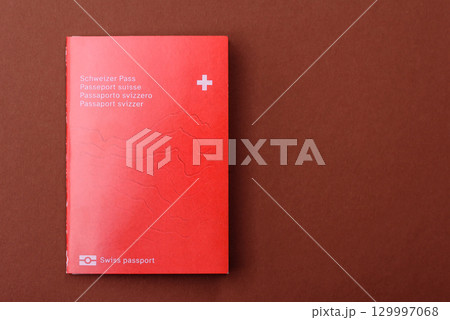 Swiss passport for travelling, flying and doing business. Switzerland document Swiss passport for travelling, flying and doing business. Switzerland document 129997068