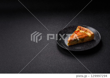 Quiche, salmon pie, broccoli, cheese. Quiche tart with fish and vegetables, cheese Quiche, salmon pie, broccoli, cheese. Quiche tart with fish and vegetables, cheese 129997294