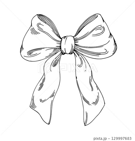 Vector bow. Handmade ink illustration. For packaging design, cards, cover, prints, product labels and fabric. Vector bow. Handmade ink illustration. For packaging design, cards, cover, prints, product labels and fabric. 129997683