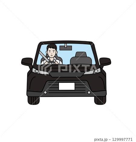 ドライブ、車を運転する男性のイラスト 129997771