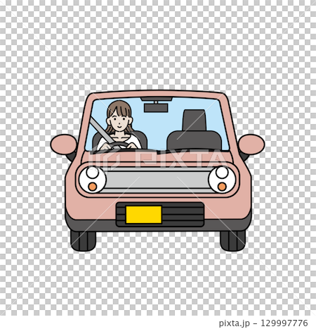 ドライブ、車を運転する女性のイラスト ドライブ、車を運転する女性のイラスト 129997776
