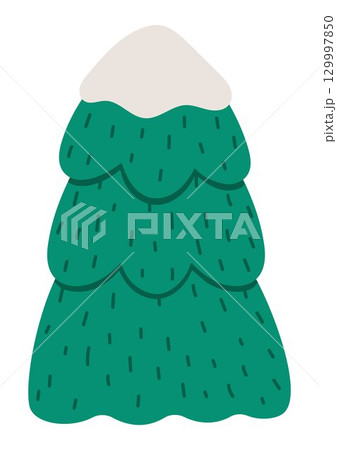 Vector cartoon Christmas tree clipart covered with snow. Cute new year symbol illustration for kids. Winter holiday fir or spruce plant icon isolated on white background Vector cartoon Christmas tree clipart covered with snow. Cute new year symbol illustration for kids. Winter holiday fir or spruce plant icon isolated on white background 129997850