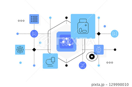 Med tech. Medicals development and research. Web banner 129998010
