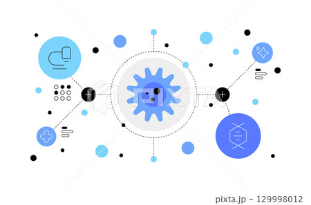Virology and immunology. Biotech and medicals production,flat design icon vector illustration Virology and immunology. Biotech and medicals production,flat design icon vector illustration 129998012