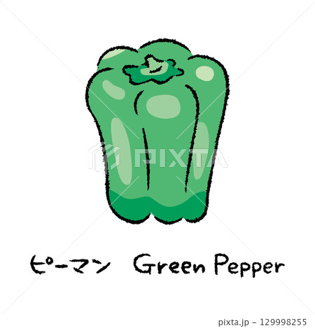 手描きのピーマン2_名称入 129998255