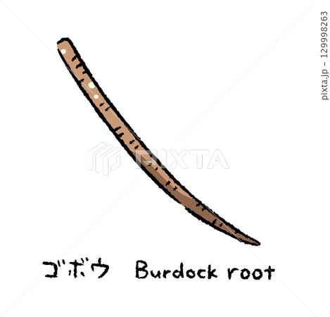 手描きのゴボウ2_名称入 129998263