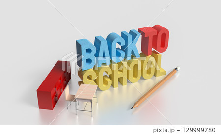 The Back to school text for education concept 3d Rendering. 129999780