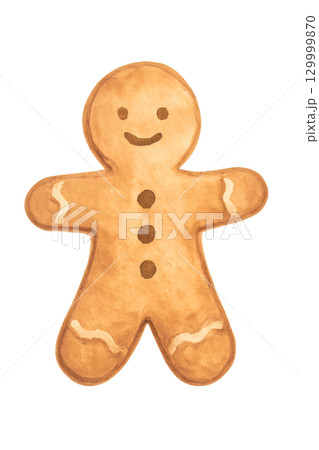ジンジャーブレッドクッキー 人型の水彩イラスト 129999870