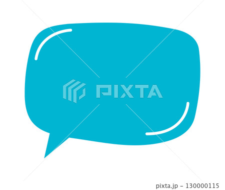 Blue speech bubble template. Dialogue cloud, communication balloon, textbox, quote frame, message tag, question label or idea sticker isolated on white background. Vector flat illustration Blue speech bubble template. Dialogue cloud, communication balloon, textbox, quote frame, message tag, question label or idea sticker isolated on white background. Vector flat illustration 130000115