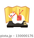 金屏風に午(馬)の置物のイラスト 金屏風に午(馬)の置物のイラスト 130000176