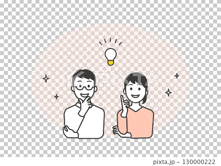 Illustration of a young couple coming up with an idea 130000222