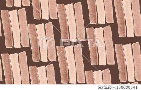 Abstract vertical lines in shades of mocha watercolor seamless pattern on brown background. High quality illustration. Hand drawn. Good for cards, craft paper, wrapping paper, covers, backgrounds 130000341