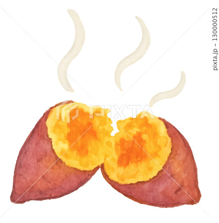 ホクホクの焼き芋 水彩イラスト PNG透過背景 130000512