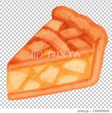 アップルパイの一切れ 水彩イラスト PNG透過背景 130000608