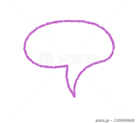 Chalk outline speech balloon in purple with simple chat bubble. Talk textbox for message and dialog communication, icon element for creative note or blank conversation space with modern outline 130000668