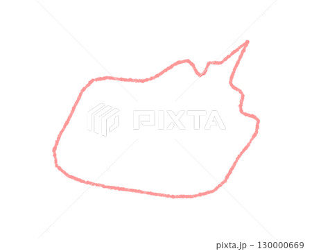 Hand drawn wavy crayon bubble with outline and soft pink contour. Speech cloud in round style forms playful text area and graphic symbol. Ideal for child comment or creative communication design 130000669